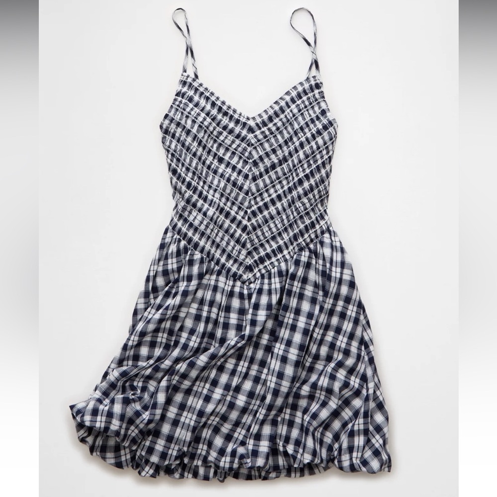 AMERICAN EAGLE Bella Bubble Plaid Mini Dress